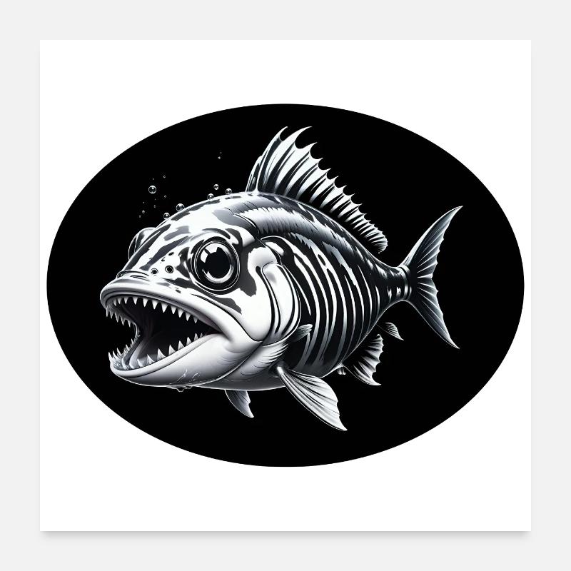 Fisch Skelett Poster 60x60 cm