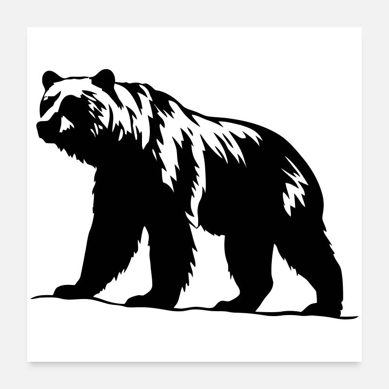 Silhouette d’ours Art vectoriel Poster 60 x 60 cm
