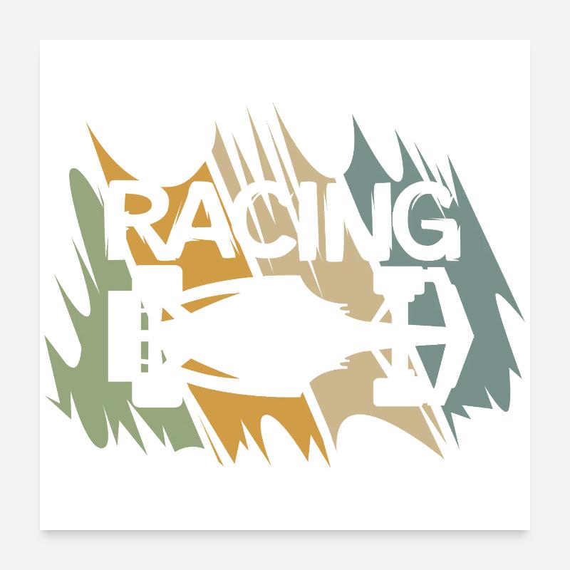 Design de course de formule rétro pour les fans de sport automobile Poster 60 x 60 cm