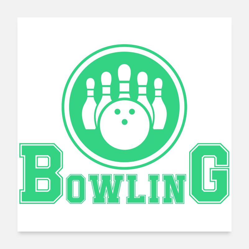 Conception de main de bowling rétro Poster 60 x 60 cm