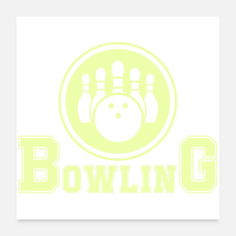 Design de bowling rétro en vert fluo Poster 60 x 60 cm