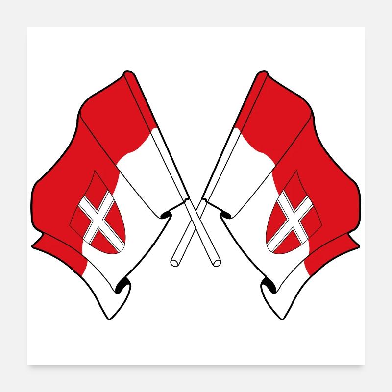 Drapeaux croisés de Vienne Poster 60 x 60 cm
