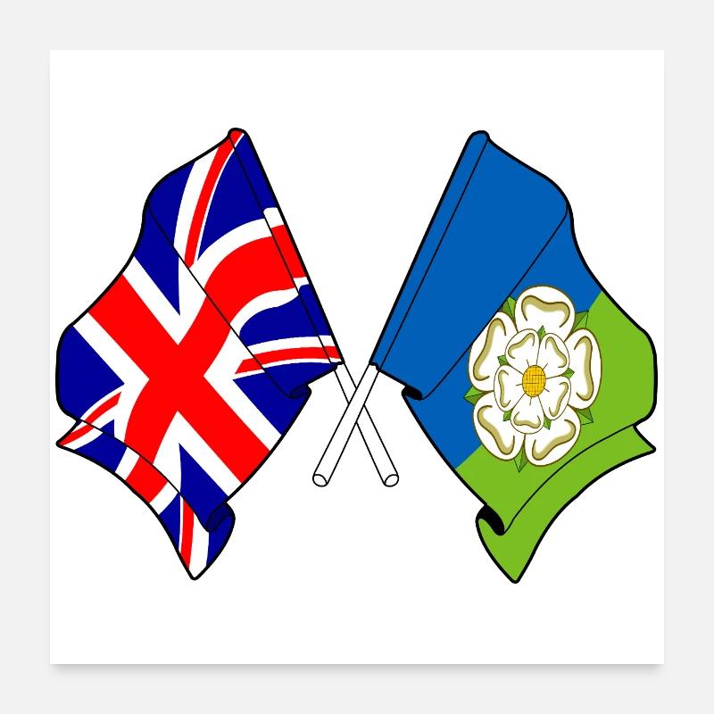 East Riding et Drapeaux croisés du Royaume-Uni Poster 60 x 60 cm