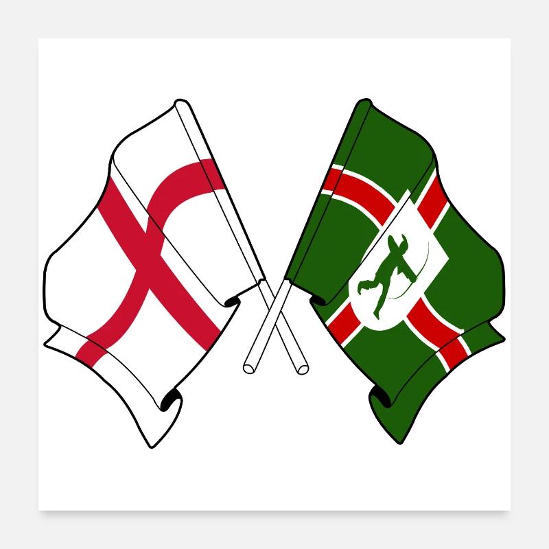 Drapeaux du Nottinghamshire × Angleterre Poster 60 x 60 cm