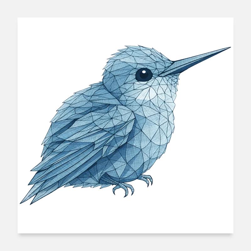 Geometric Bluebird Poster 24" x 24" (60x60 cm)