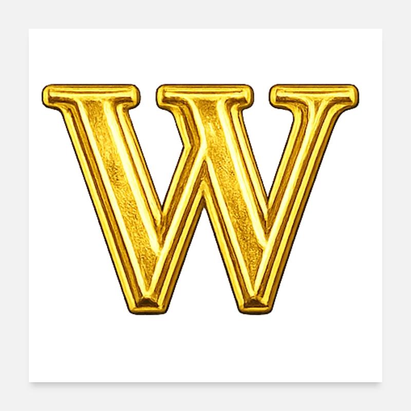 Gold W Monogram Poster 24" x 24" (60x60 cm)
