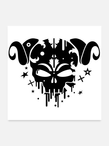 Le crâne Satyre - Poster 60 x 60 cm - blanc - Devant