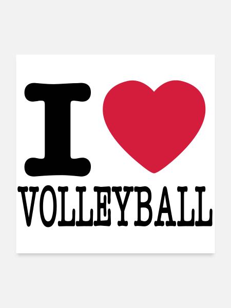 J'aime le volley-ball / j'aime la chemise de volleyball - Poster 60 x 60 cm - blanc - Devant