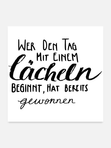 Lächeln - gewinnt! - Poster 60x60 cm - Weiß - Vorne