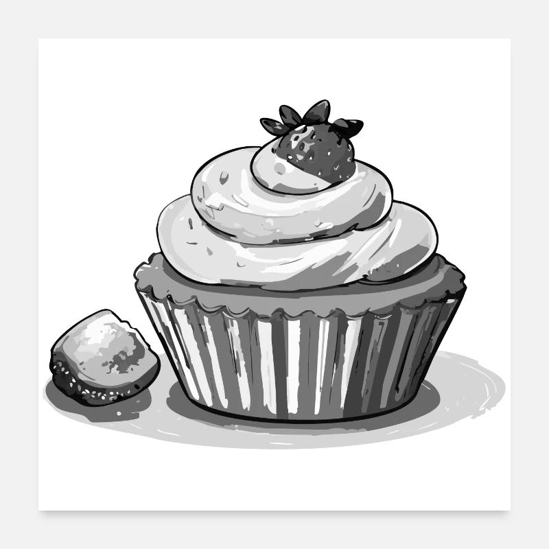 Cupcake Strawberry Poster 60x60 cm