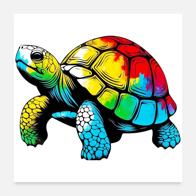 Schildkröte - Poster 60x60 cm - Weiß