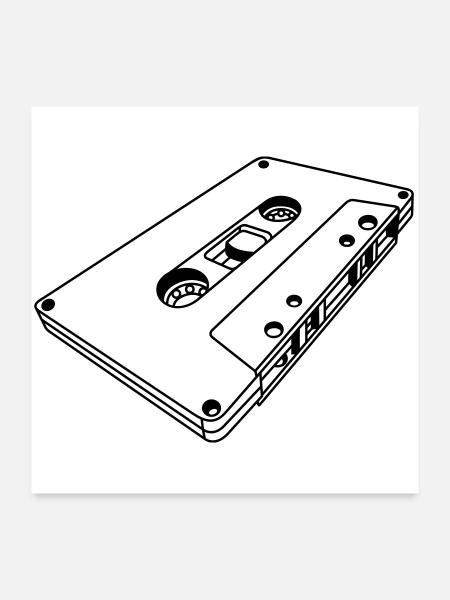Kassette schräg Retro – Musik Mixtape Design - Poster 60x60 cm - Weiß - Vorne