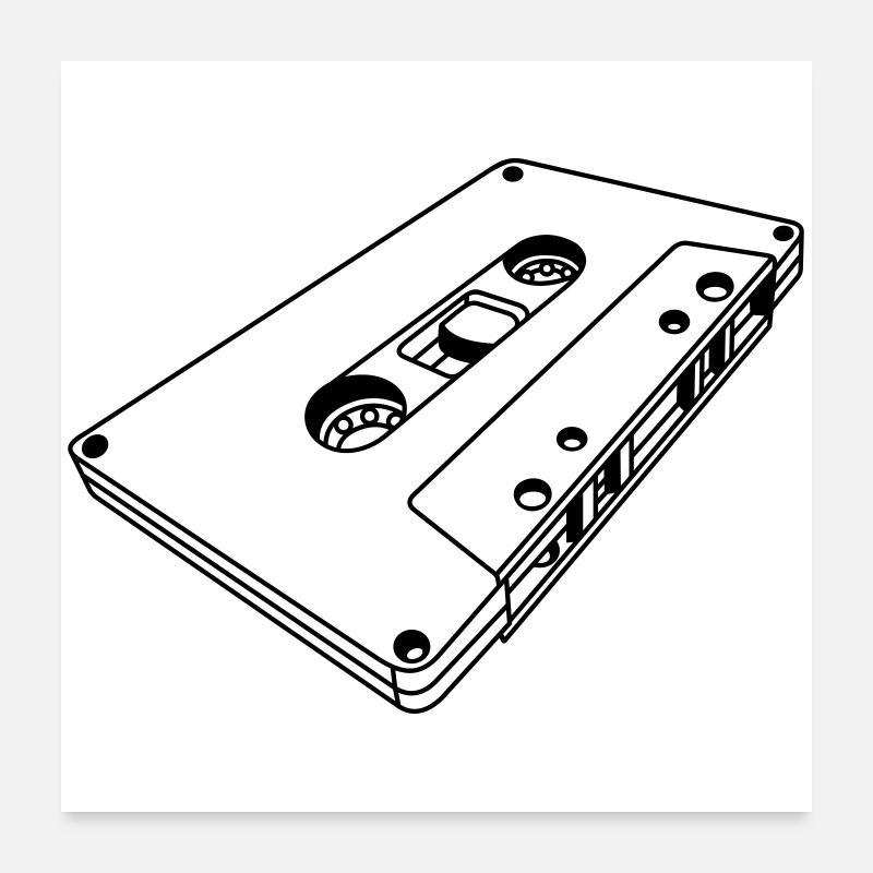 Kassette schräg Retro – Musik Mixtape Design Poster 60x60 cm