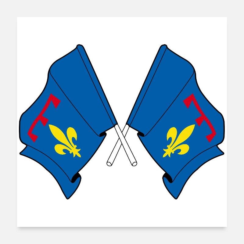 Drapeaux croisés de Provence Poster 60 x 60 cm