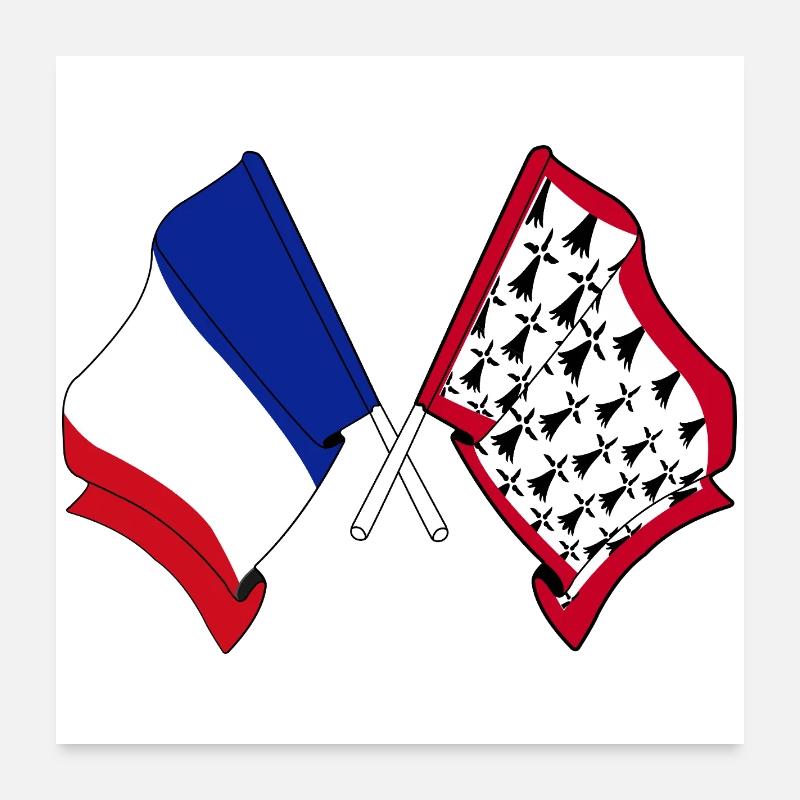 Limousin et drapeau français Poster 60 x 60 cm