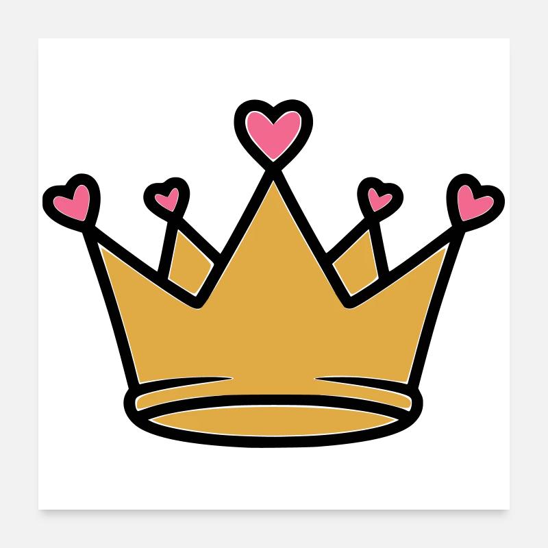 Princesse mignonne Vector des Cœurs de la Couronne Poster 60 x 60 cm