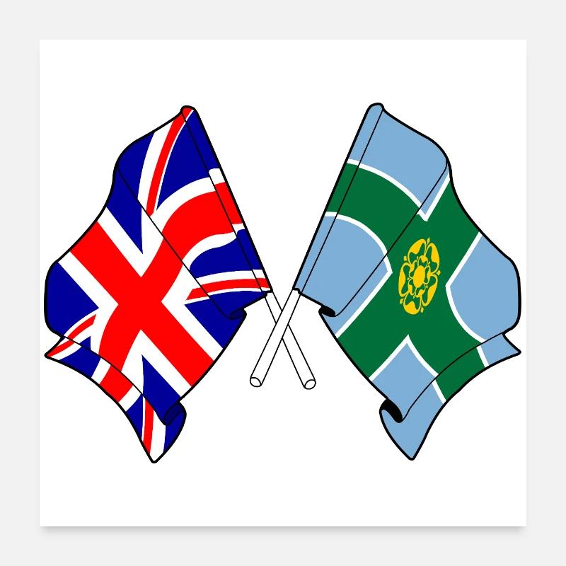 Derbyshire & Great Britain Poster 24" x 24" (60x60 cm)