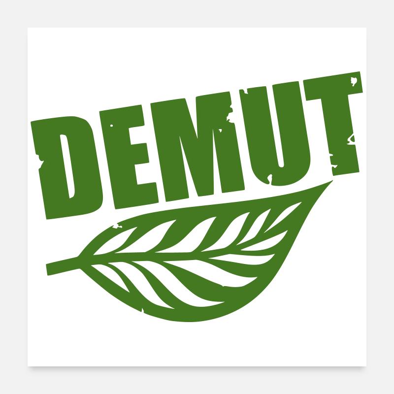 L’humilité avec la typographie vert-feuille Poster 60 x 60 cm