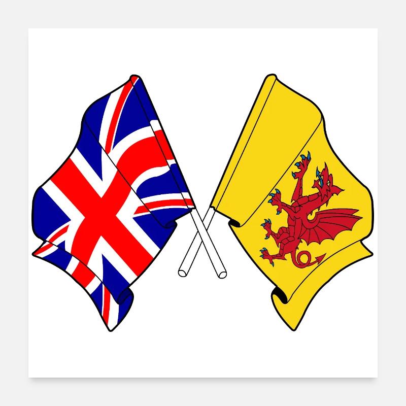 Somerset + Great Britain crossed Poster 24" x 24" (60x60 cm)