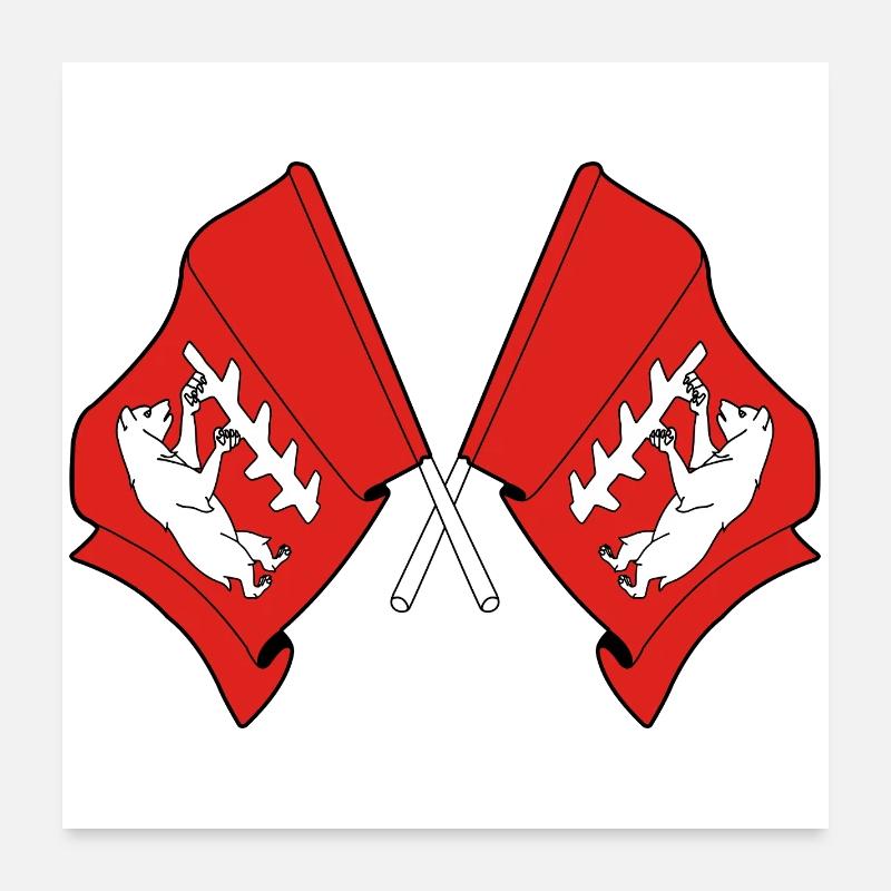 Deux drapeaux croisés du Warwickshire Poster 60 x 60 cm