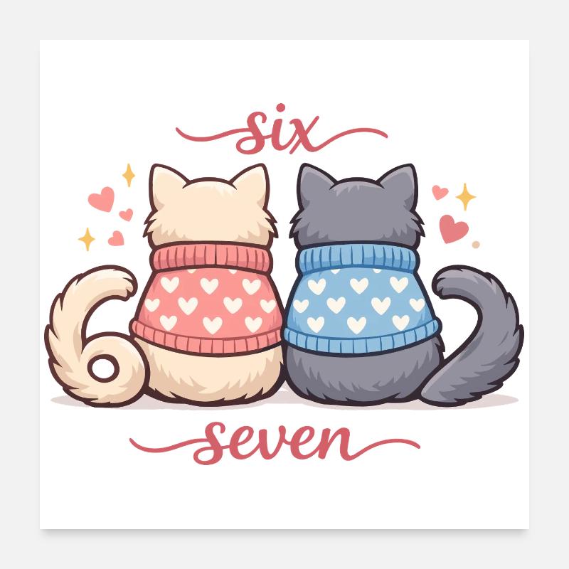 Cat Valentine 67 Six Seven Meme Gift Cute Poster 24" x 24" (60x60 cm)