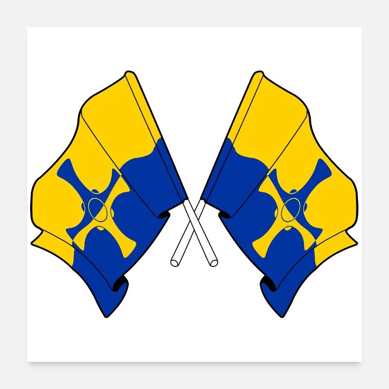 Two flags crossed – Durham Poster 24" x 24" (60x60 cm)