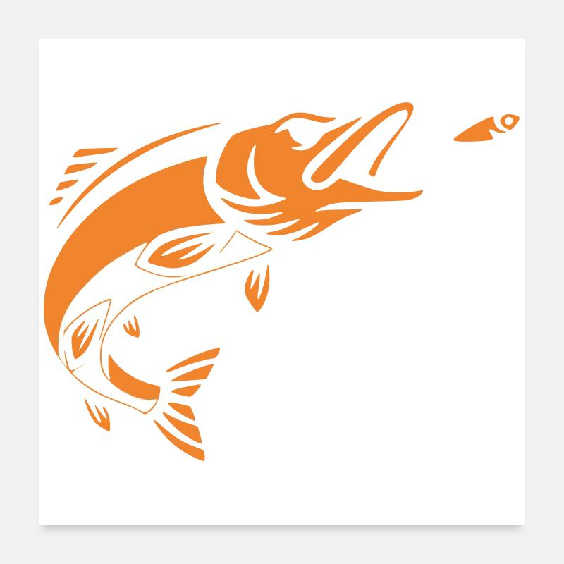 Silhouette du saut du brochet Predator Poster 60 x 60 cm