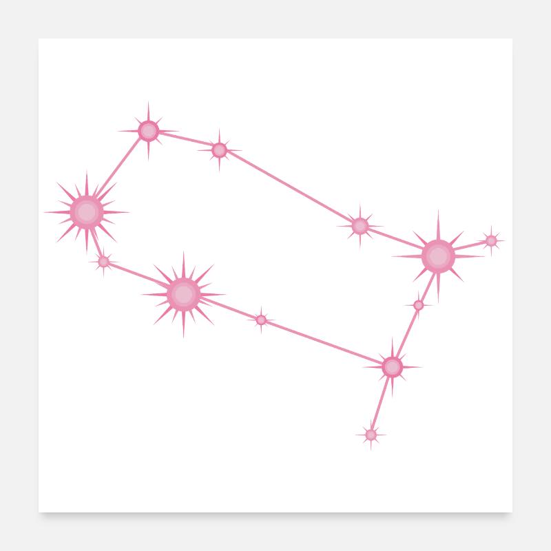 Constellation des Gémeaux Signe du zodiaque rose pastel Poster 60 x 60 cm