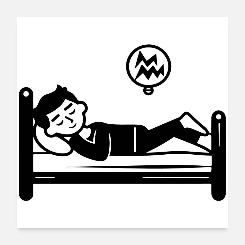 Schlafen Bett Poster 60x60 cm
