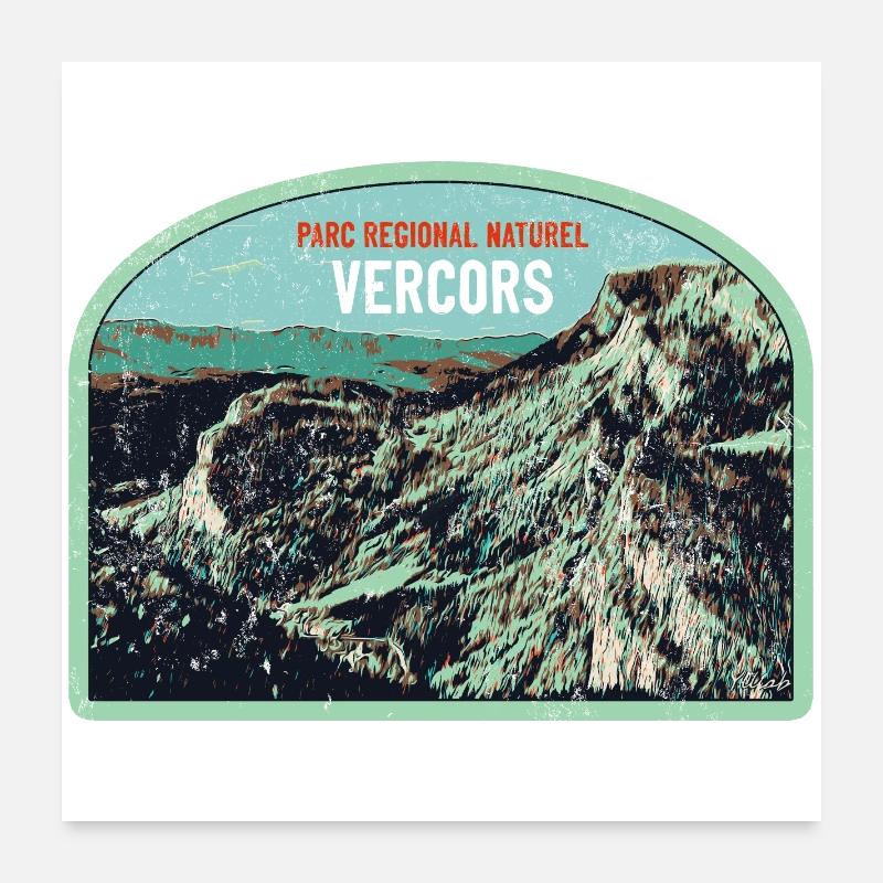 Original illustration Vercors Regional Park Poster 24" x 24" (60x60 cm)