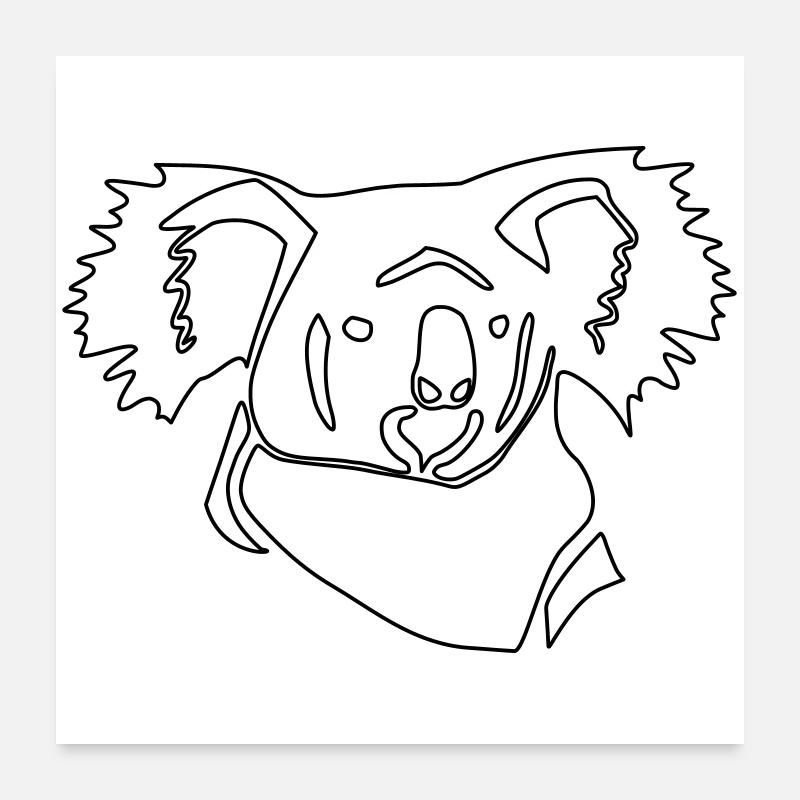 Dessin au trait de koala Poster 60 x 60 cm