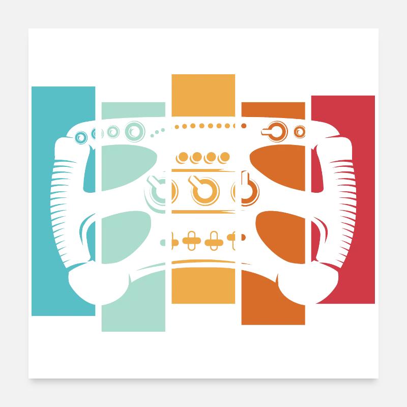 Rétro Racing Sim Formula Volant Logo de voiture vintage Poster 60 x 60 cm