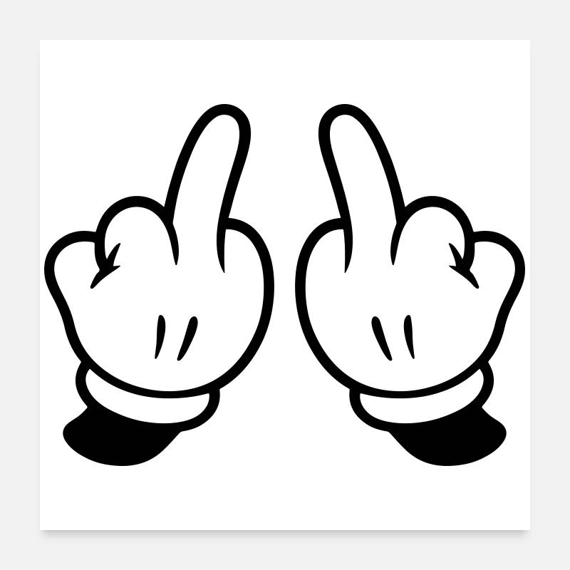 Mittelfinger Hand Frech Poster 60x60 cm