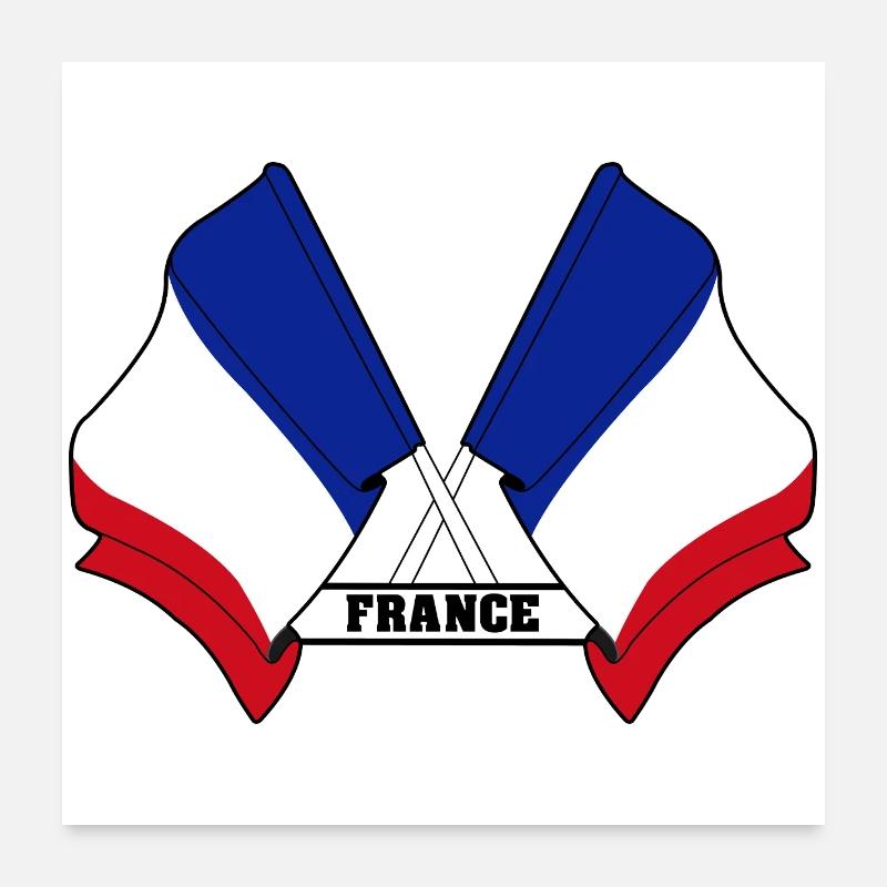 Drapeau français croisé Poster 60 x 60 cm
