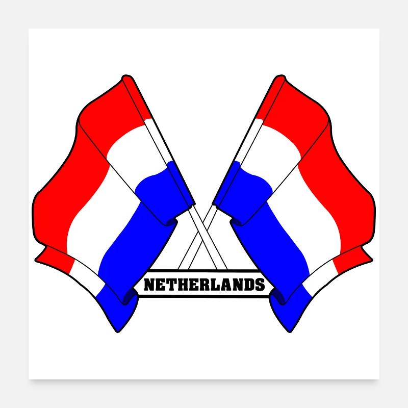 Netherlands Crossed Flags Poster 24" x 24" (60x60 cm)