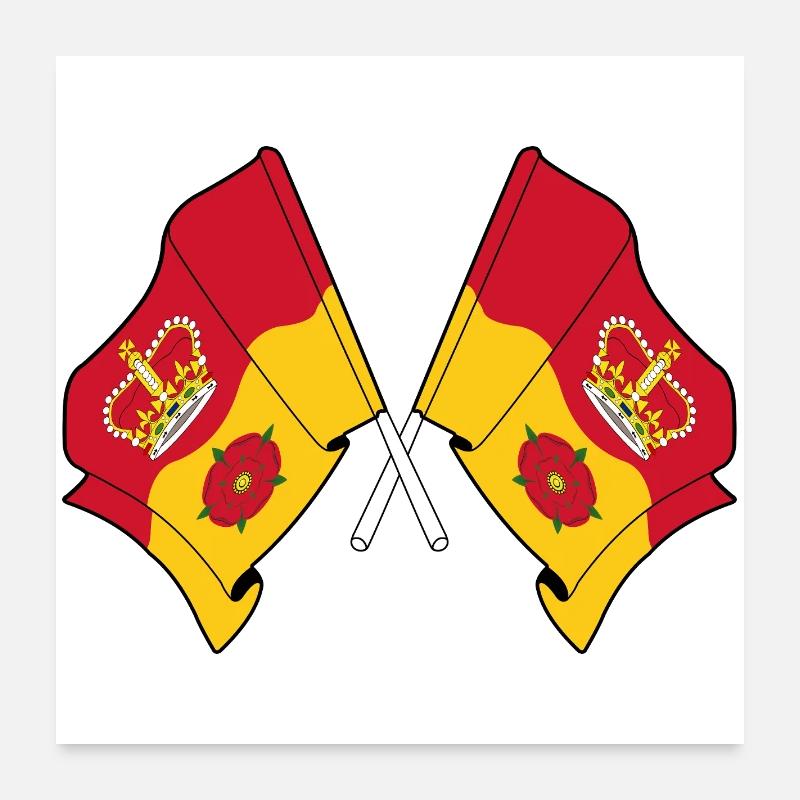 Drapeaux croisés du Hampshire Poster 60 x 60 cm