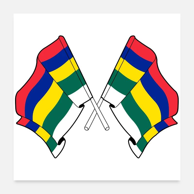 Gekreuzte Terschelling-Flaggen – Island Pride Poster 60x60 cm