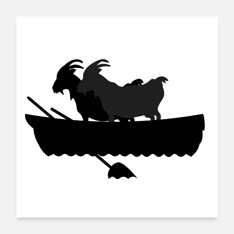 GOATS 2 chèvres dans le bateau Poster 60 x 60 cm