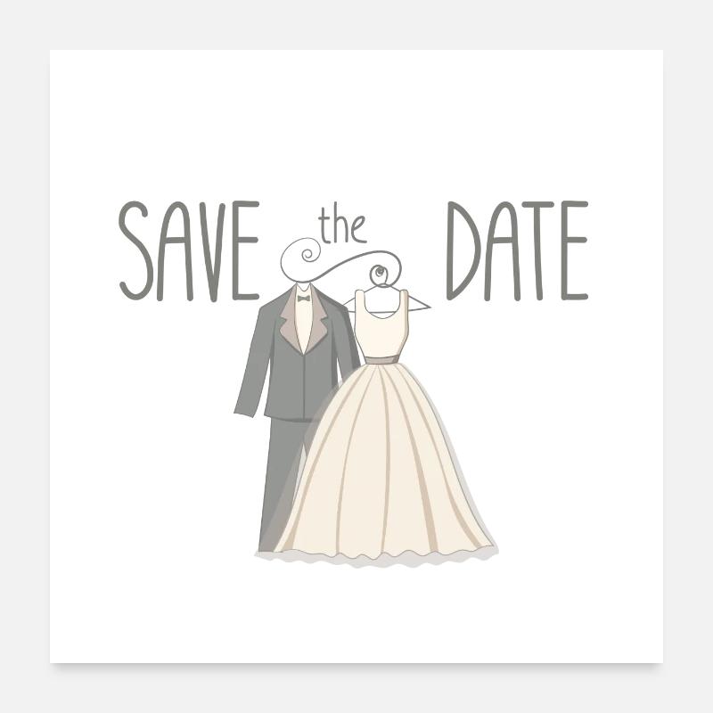 Bryllup Gem Datoen Illustration Poster 60x60 cm