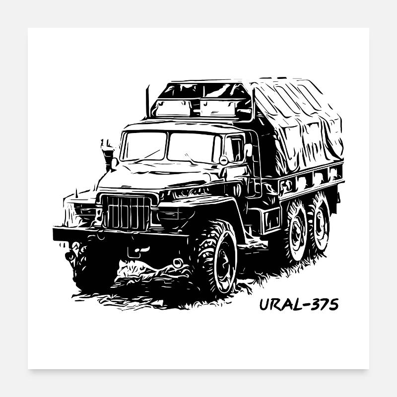 Ural-375 - Poster 60x60 cm - Weiß