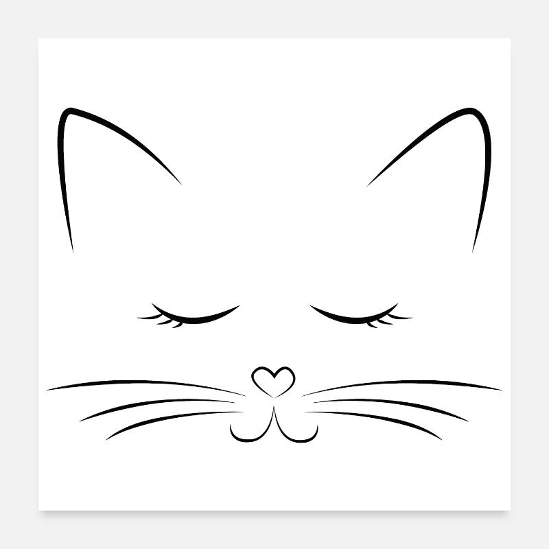 Miaou! Illustration de chat Poster 60 x 60 cm