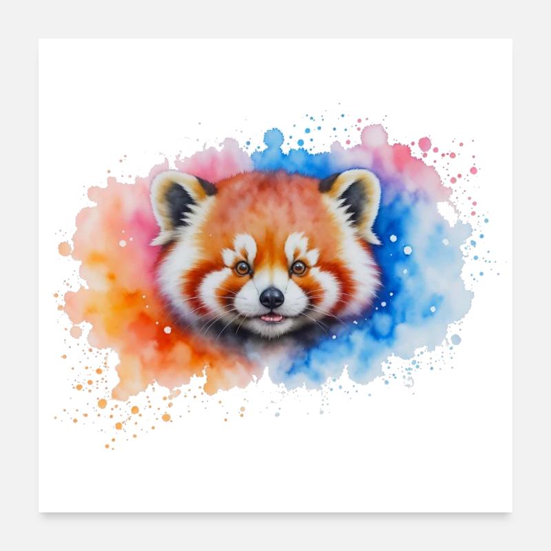 Watercolor Red Panda Splash Poster 24" x 24" (60x60 cm)