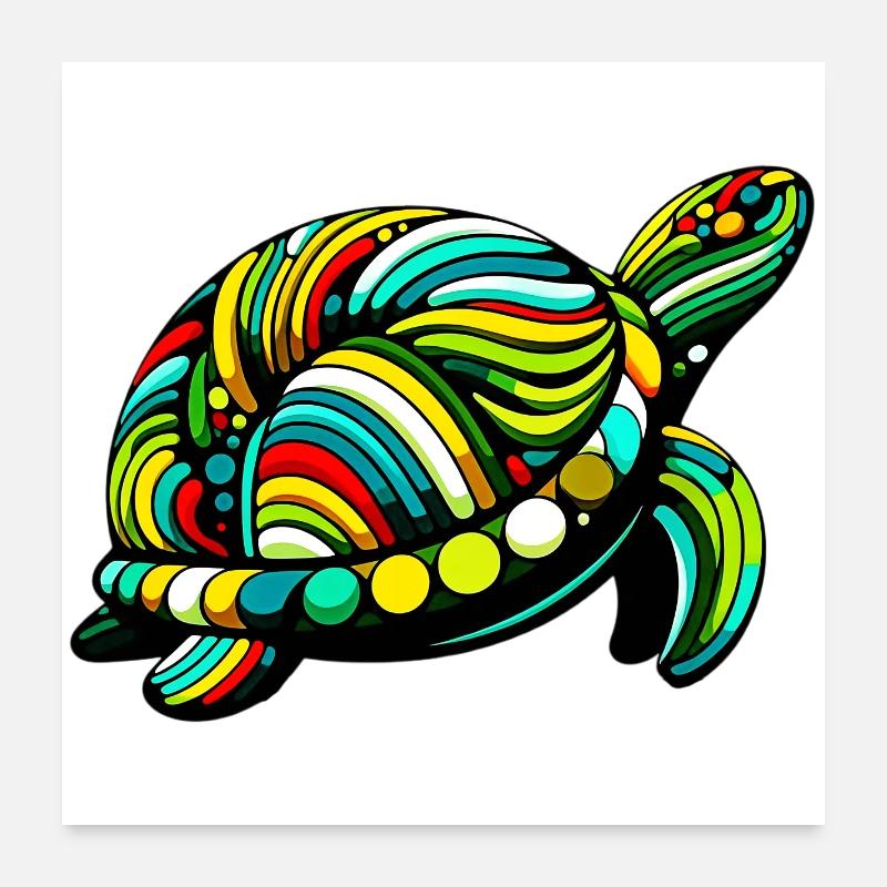 Schildkröte - Poster 60x60 cm - Weiß