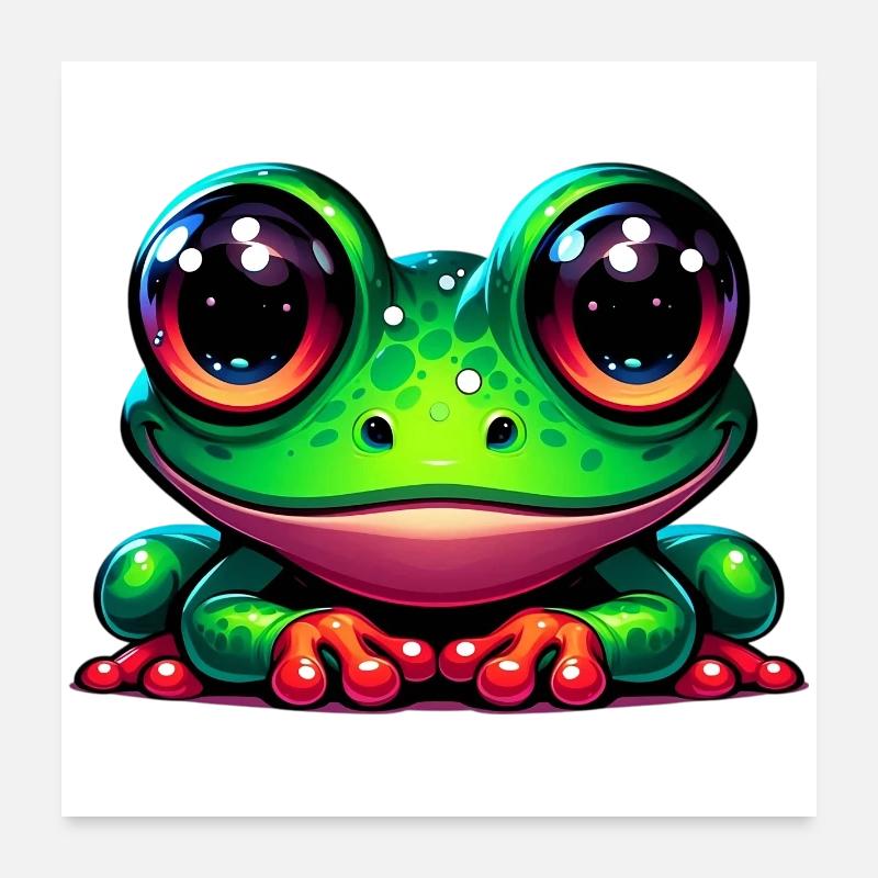 Frosch - Poster 60x60 cm - Weiß