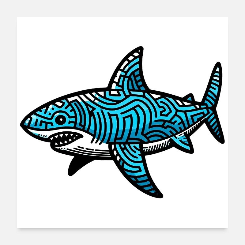 Hai - Poster 60x60 cm - Weiß