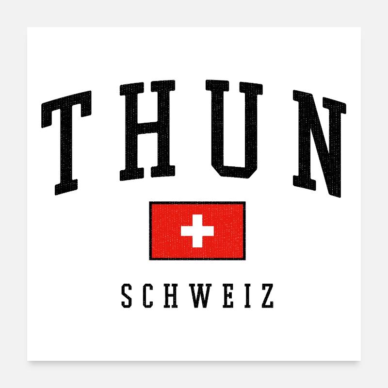 Thun Schweiz Design mit Flagge Poster 60x60 cm