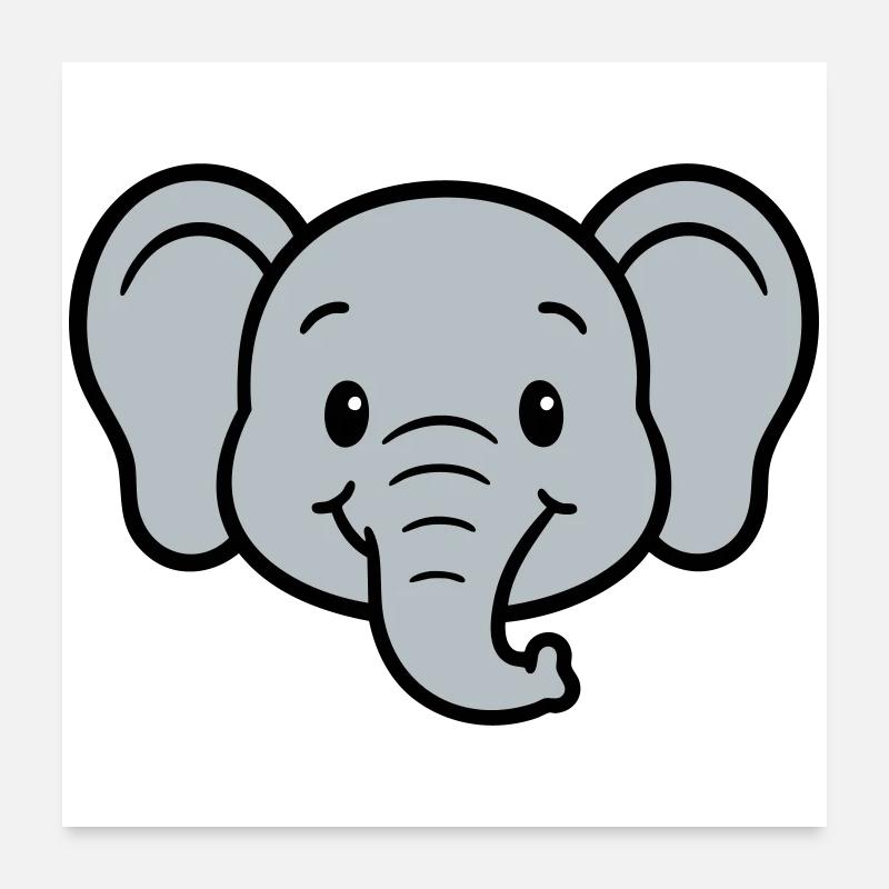 Playful elephant print for children Poster 24" x 24" (60x60 cm)
