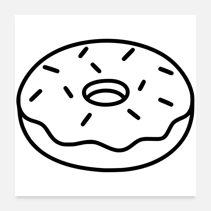 Minimaliste Donut Vector Motif Nourriture Poster 60 x 60 cm