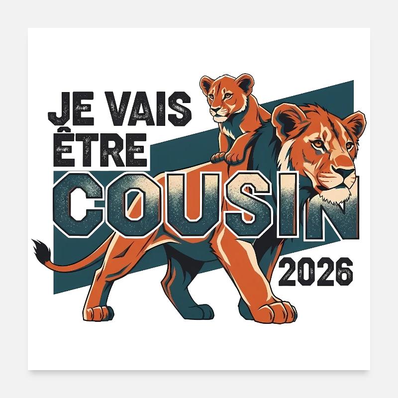 Bald Cousine 2026 Geschenk Ankündigung Geburt Poster 60x60 cm
