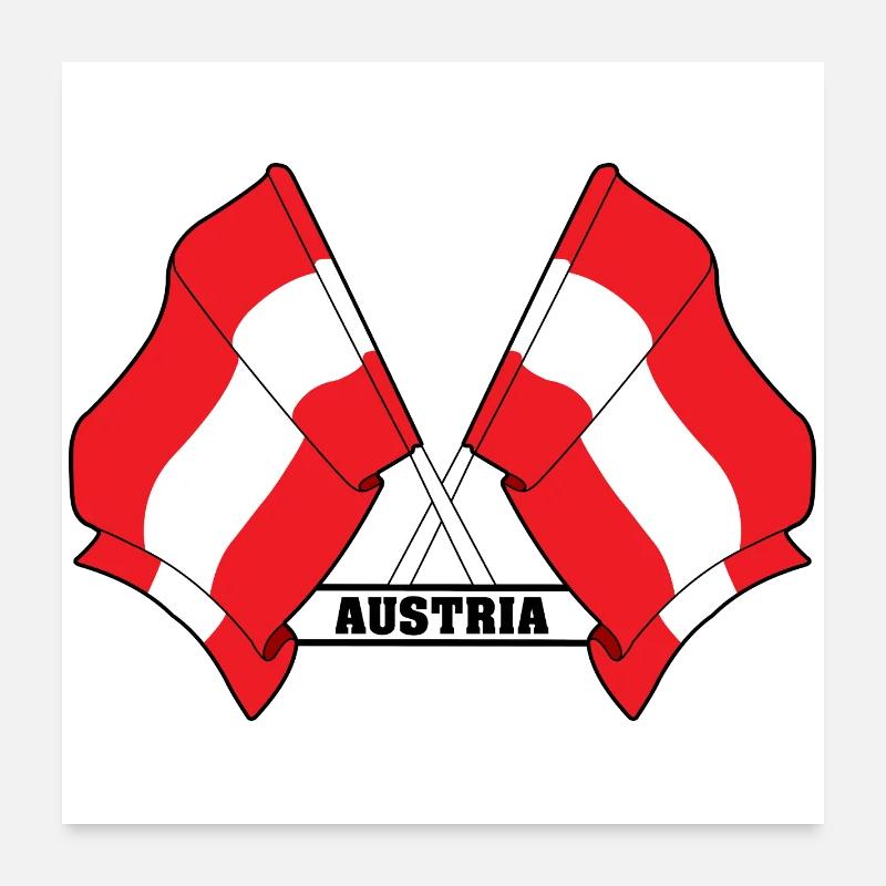 Austria Crossed Flags Poster 24" x 24" (60x60 cm)